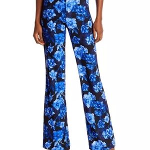 Alice + Olivia Blue Teeny Floral Flared Bootcut Pants